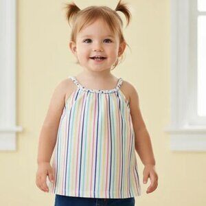 Joe Fresh Rainbow Stripe Braided-Strap Tank Top 2T